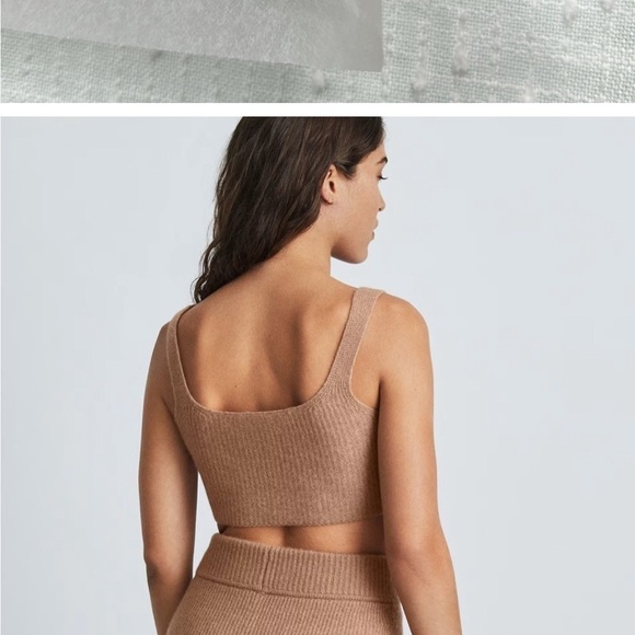 NWT Everlane Sz M Tan Camel The Cozy Stretch Tank Top Cropped Ribbed - Picture 2 of 8